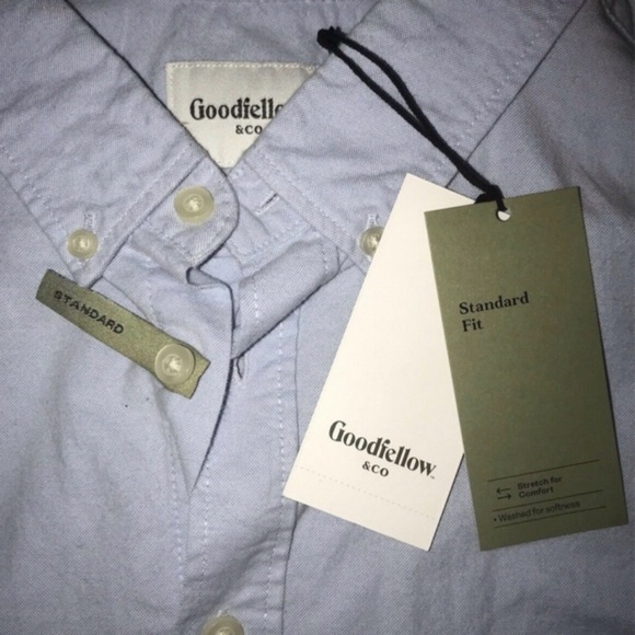 Goodfellow Co Men Button Up Standard Fit Long Sleeve Dress Shirt Spring Blue XL - Picture 4 of 6